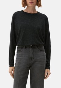 s.Oliver LONGSLEEVE GLITZEREFFEKT - Langarmshirt - schwarz
