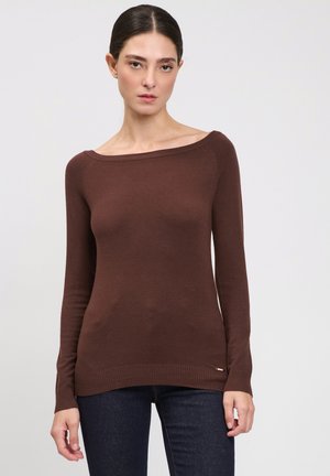 INFLUENCER, INFLUENCER PULLOVER BOAT-NECK BASIC PULL - Pullover - brown