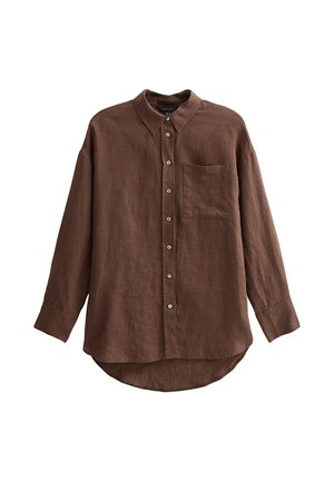 New Look, OVERSIZED LONG SLEEVE SHIRT - Overhemdblouse - dark brown