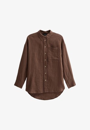 New Look, OVERSIZED LONG SLEEVE SHIRT - Skjortebluser - dark brown