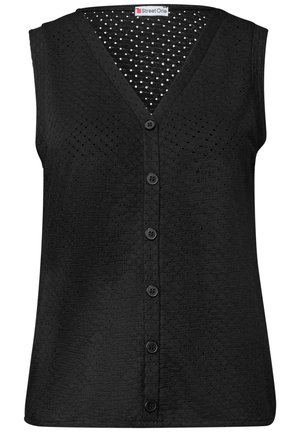 Street One, TOP WITH V-NECK AND DECORATIVE BUTTON PLACKET - Blouse - black