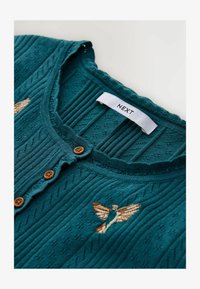 Non sélectionné, teal blue bird embroidered