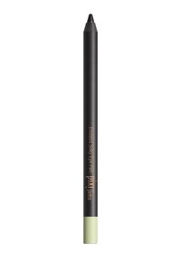 Zwarte oogpotlood met een puntige punt, matte afwerking, met een mintgroene dop en gouden letters die "Endless Silky Eye Pen" lezen.