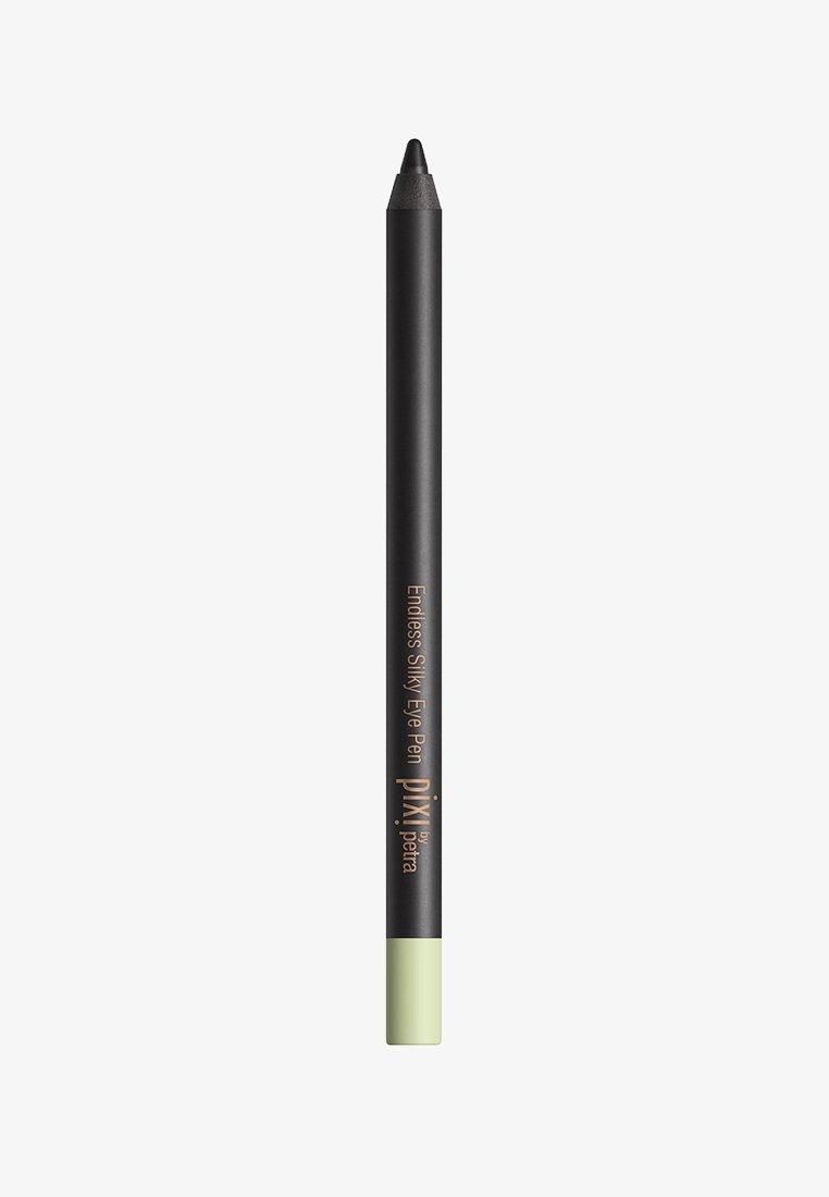 Schwarzer Eyeliner mit spitzem Ende, mattem Finish, ausgestattet mit einem mintgrünen Kappenende und goldener Schrift, die "Endless Silky Eye Pen" liest.