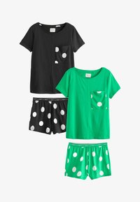 Selected, black green polka dot