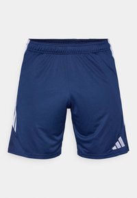 Ναυτικά μπλε αθλητικά σορτς με ελαστική μέση, διαθέτουν λευκές λεπτομέρειες στις πλευρές και ένα λογότυπο κο�ντά στο στρίφωμα. Κατασκευασμένα από ελαφρύ υλικό.