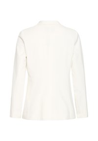 Blazer blanc sur mesure à manches longues, dos structuré et col cranté, présenté de dos sur un fond blanc.