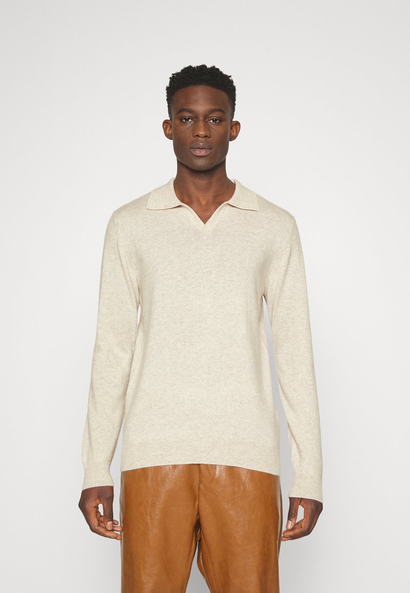 Davida Cashmere MAN OPEN COLLAR Jumper light beige/beige Zalando.ie