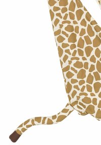 Piena kokvilnas auduma nēsātājs ar žirafes rakstu bēša un brūnā krāsā, tam ir izliekta aste. Dizainā ir neregulāras plankumi un mīksta tekstūra.