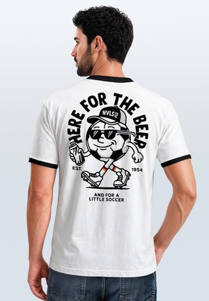 Neverless, HERREN T-SHIRT RETRO KONTRASTBUND - DESIGN FUSSBALL COMIC - - T-Shirt print - weiß-schwarz