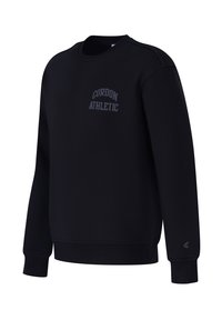 Schwarzer Hoodie mit Rundhalsausschnitt, langen Ärmeln und dem Logo "CORDON ATHLETIC" in Grau auf der Brust. Hergestellt aus weichem Stoff mit gerippten Bündchen.