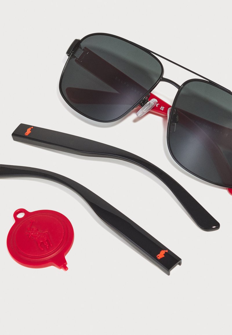 Ralph Lauren Black Frame Sunglasses with Red Temples Polo Ralph Lauren Sunglasses - shiny red/shiny black/red  main image 3
