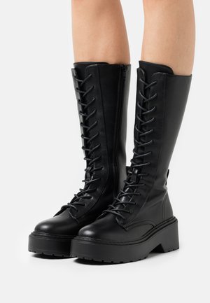 ONLBOSSI HIGH SHAFT LACE UP BOOT - Nauhalliset saappaat - black