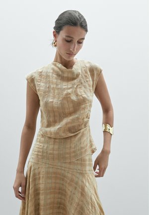 CHECK DRAPEDK - Top - mustard yellow