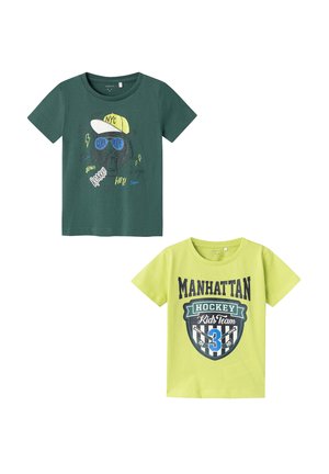 2ER-PACK RUNDHALS KURZARM BEQUEMES - Print T-shirt - gelb grün