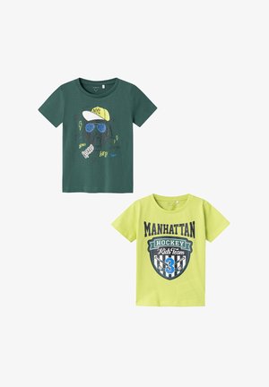 Name it, 2ER-PACK RUNDHALS KURZARM BEQUEMES - Print T-shirt - gelb grün