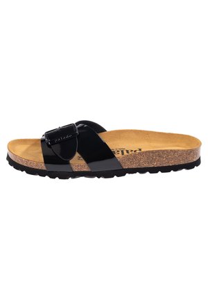 TINOS - Pantolette flach - black lack