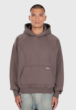 Kapucnis pulóver - acid washed brown