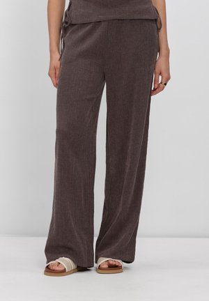 YAS, Y.A.S. DAMES WIJDE BROEKEN YASIBELA HW PANTS. - Stoffhose - coffee bean