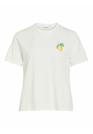 VILA, T-SHIRT VICOLO RUNDHALS - T-shirt imprimé - snow white