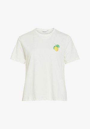 VILA, T-SHIRT VICOLO RUNDHALS - T-shirt imprimé - snow white