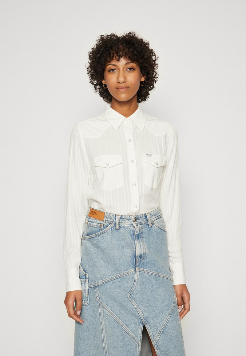 Wrangler - WESTERN SHIRT - Bluza s gumbima - worn white, Povećaj