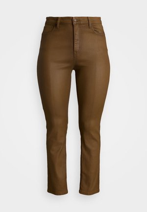 Lauren Ralph Lauren Woman COATED HIGH-RISE STRAIGHT ANKLE JEAN - Straight leg jeans - honey tan