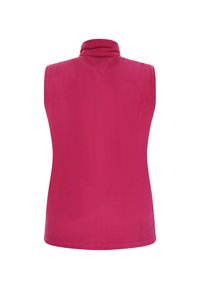 Lebhaft pinker ärmelloser Fleece-Weste mit einem Stehkragen, glatter Textur und einem eleganten, nahtlosen Design. Ideal zum Layering in kühlerem Wetter.