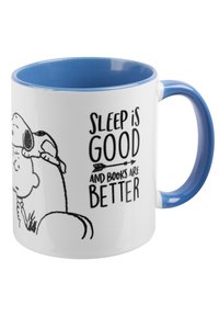 Snoopy THE PEANUTS TASSE SNOOPY-SLEEP IS GOOD AND BOOKS ARE BETTER - Trinkflasche - weiß blau