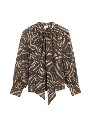 comma, BLUSE - Hemdbluse - dunkelbraun