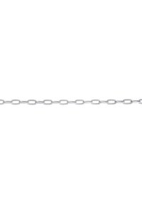 Collana in argento con anelli ovali allungati, caratterizzata da una finitura liscia e dettagli testurizzati uniformemente distribuiti lungo i bordi.
