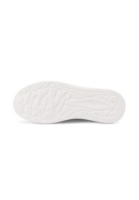 Suola di sneaker bianca in gomma con un motivo testurizzato per una migliore aderenza. I bordi curvi e una finitura liscia accentuano il design funzionale.