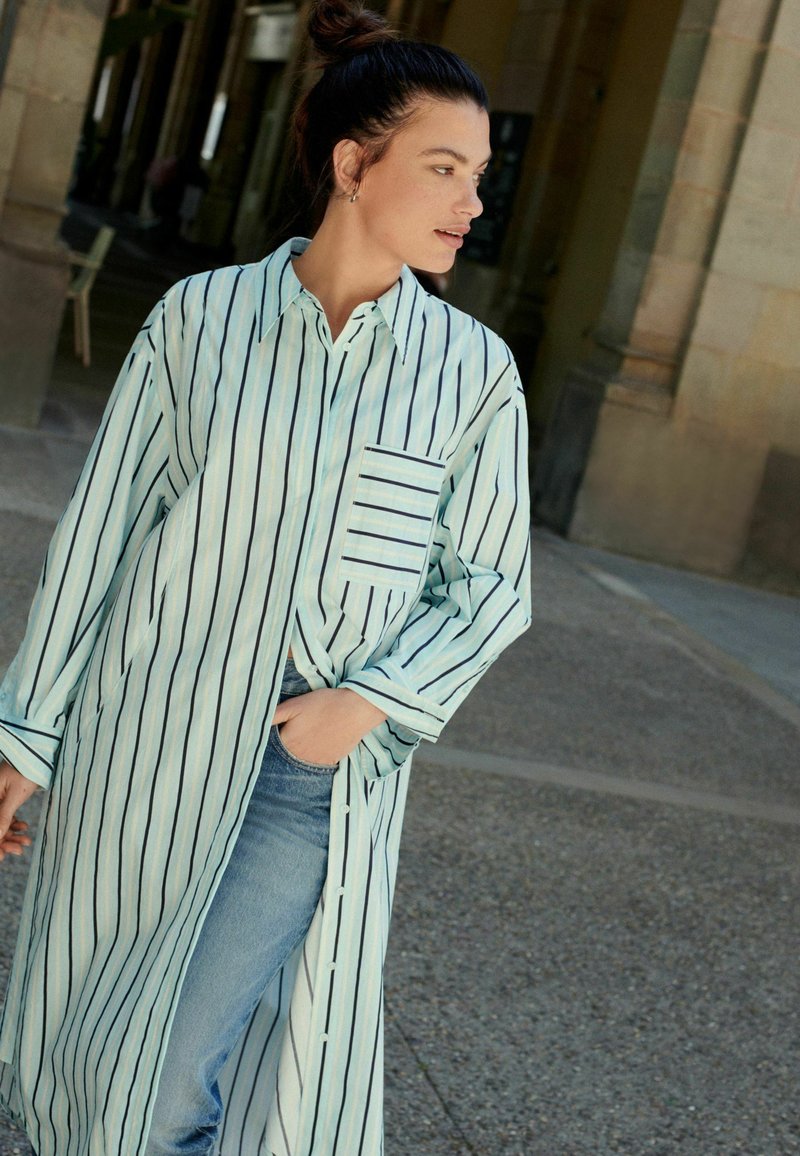 Next TALL - Skjortklänning - blue and white stripe