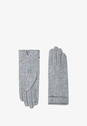 Szürke gyapjú kesztyűk, amelyek puha tapintásúak és klasszikus dizájnnal rendelkeznek. Minden kesztyűn három ujj található, és jellegzetes mandzsettával büszkélkedhet.