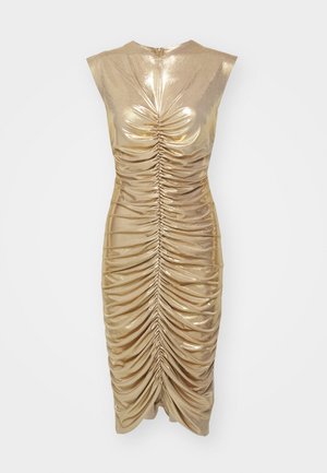 Norma Kamali V NECK SHIRRED FRONT DRESS TO KNEE - Trikotaažkleit - gold