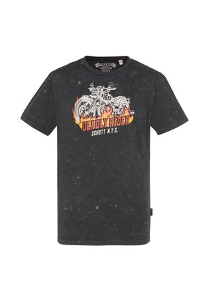 BIKER - Print T-shirt - noir délavé