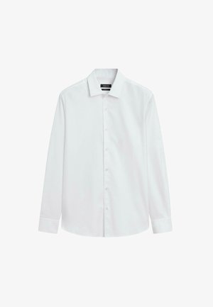 Witte langemouwen shirt gemaakt van katoen, met een klassieke kraag en knoopsluiting aan de voorkant, met manchetten met één knop en een rechte zoom.