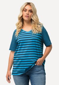 Ulla Popken RINGELMIX V-AUSSCHNITT HALBARM - Camiseta estampada