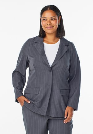 FLASH - MIT TASCHEN UND SCHLITZEN - Abrigo corto - dark grey mel stripe