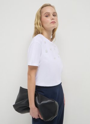 Calliope FIORI APPLICATI - T-shirt imprimé - bianco ottico