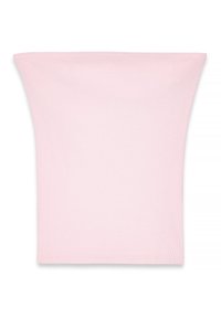 Rosa ribbad topp med en bred halsringning, med en figurnära siluett och texturerad fabrik. Utformad i en enkel, sömlös stil.