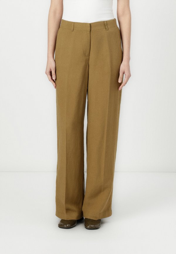 WIDE LEG PANTS - Trousers - nutria olive