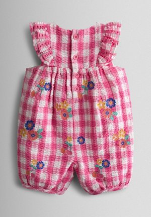 JoJo Maman Bébé, REGULAR FIT - FLORAL EMBROIDERED FRILL SHOULDER SUNSUIT - Lühikeste varrukatega bodi - mid pink