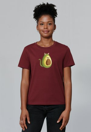 watapparel AVOCATO - T-shirt imprimé - burgundy