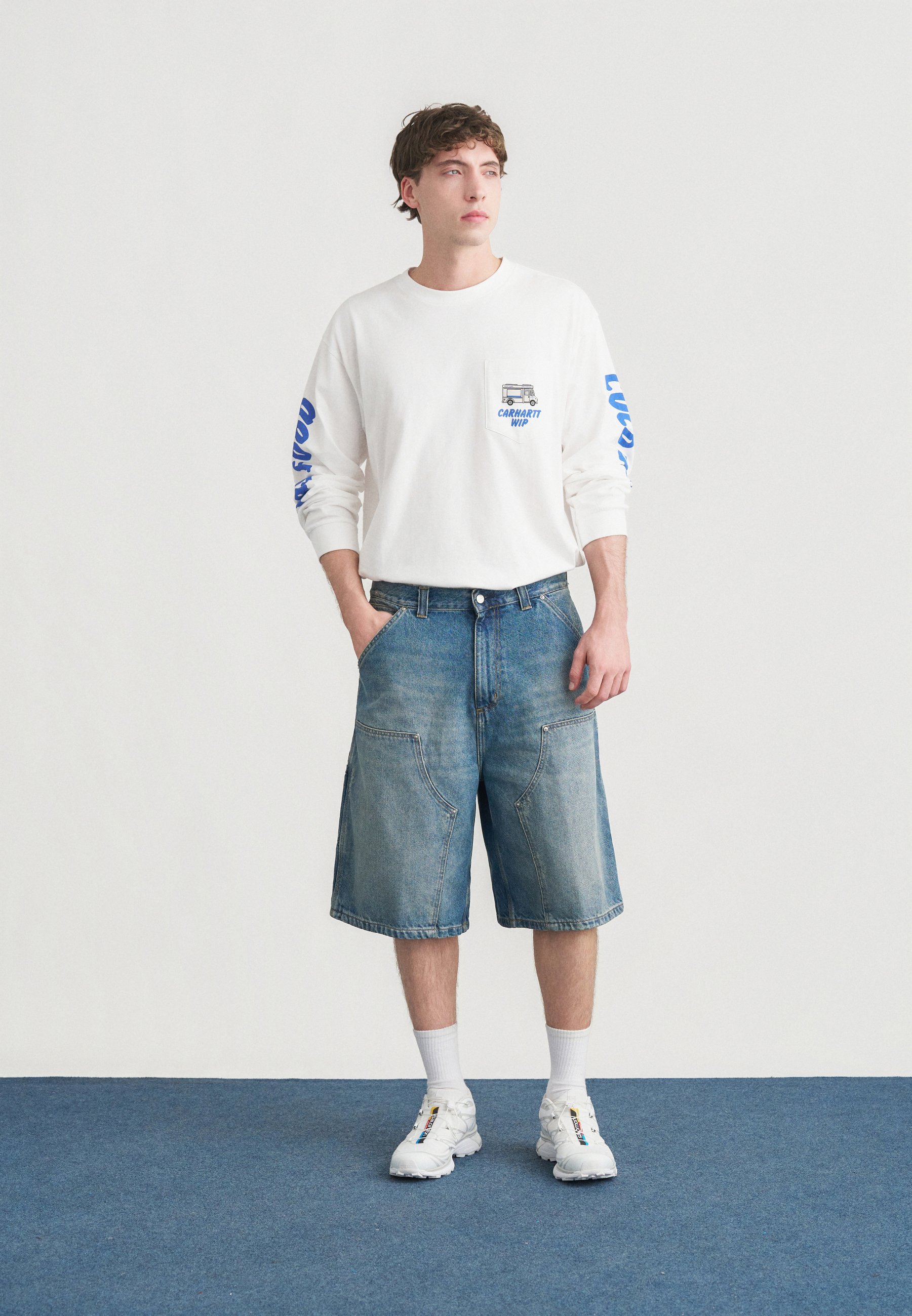 Carhartt WIP ADEN DOUBLE KNEE BRADENTON - Denim shorts - blue