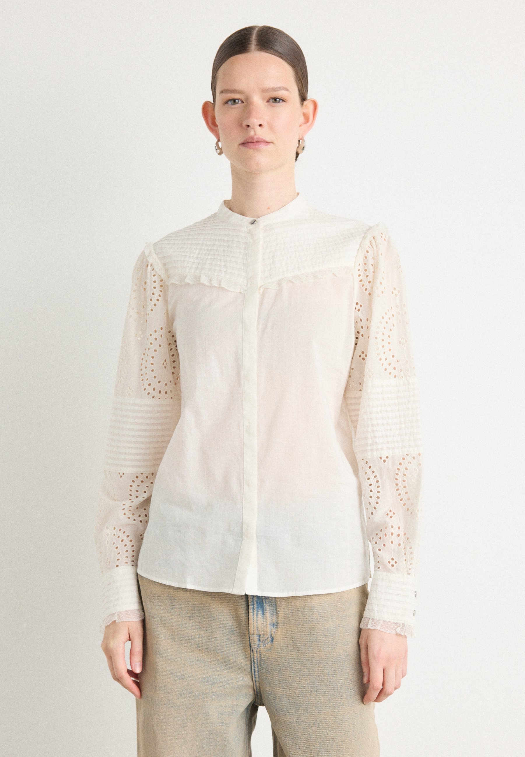 売れ筋商品|||ボス シャツ レディース トップス BEBRODY - Button-down blouse - open white BOSS BEBRODY - Button-down blouse - open white/white - Zalando
