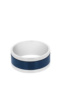 Söljebandring med en borstad mörkblå inläggning, med släta kanter och en polerad yta längs toppen och botten.