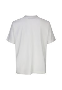 T-shirt blanc uni à manches courtes vue de dos, avec un col rond et une coupe simple et ample.