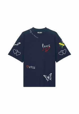 Mira Paris, TATTOO SWEETHEART OVERSIZED DROPPED SHOULDER TEE 26 UNISEX - T-shirt print - navy
