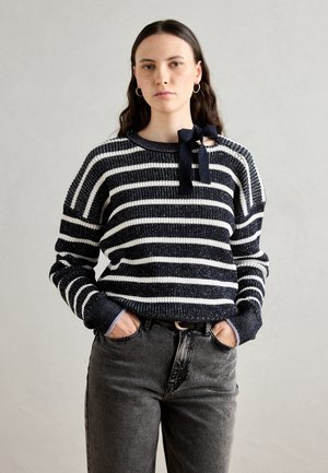 Scotch & Soda STRIPE TIE NECK - Maglione - sky captain